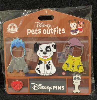 Disney Pet Outfits Pin Set 101 Dalmatians Patch Magnetic Hades Dopey Costumes