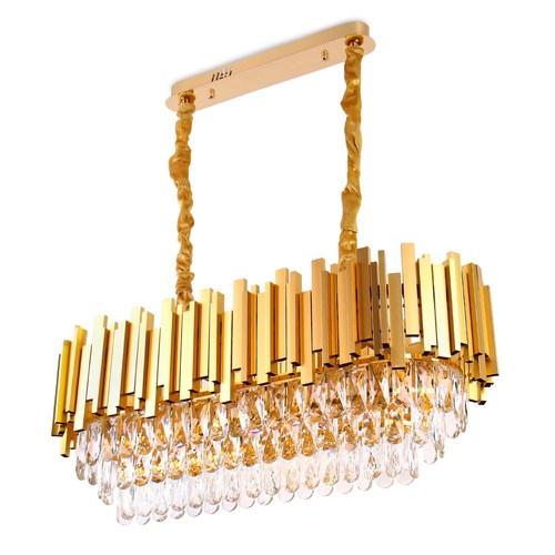 31.5" Modern Crystal Chandelier Gold Flush Mount Ceiling Light Bedroom Chandelie - Bild 3 von 11
