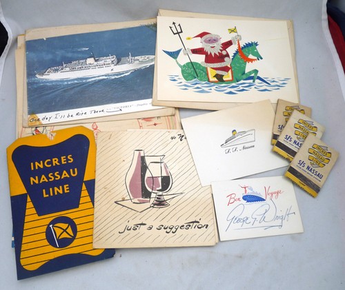Vintage SS Nassau Reiseprospekte Ephemera Lot 1957 Schiffsmenü Werbung Schiff - Bild 4 von 5