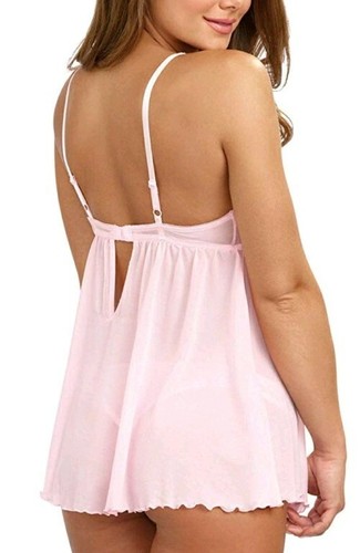 Dreamgirl Lace Up Neckline Babydoll Floral Embroidery two piece size small *New* - Picture 4 of 5