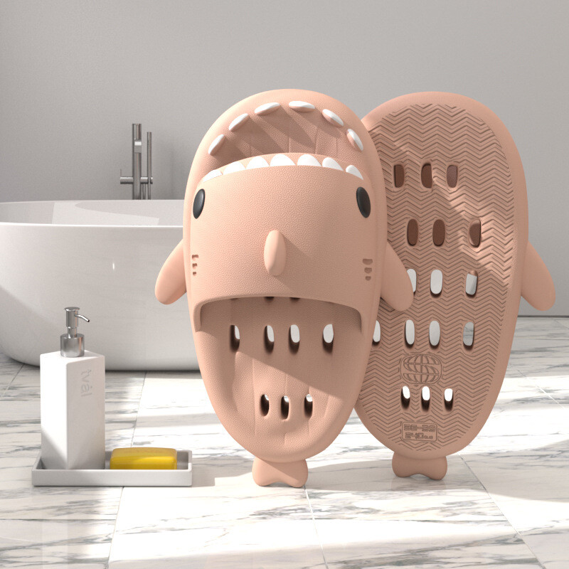 Shark Slippers With Drain Holes Shower Shoes For Women Quick  display picture 2