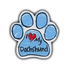 I LOVE MY DACHSHUND Blue Scribble Paw Car Magnet cars truck refrigerators gift