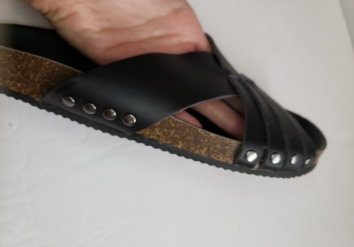 DV Dolce Vita Black Vegan-Leather Cork Slide Sandals Womens  display picture 1