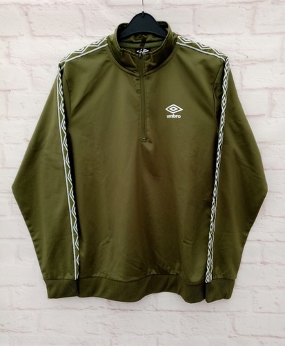 Umbro Herren Top Größe Large grün weiß 1/4 Reißverschluss lange Ärmel gerippte Bündchen Saum - Bild 7 von 10