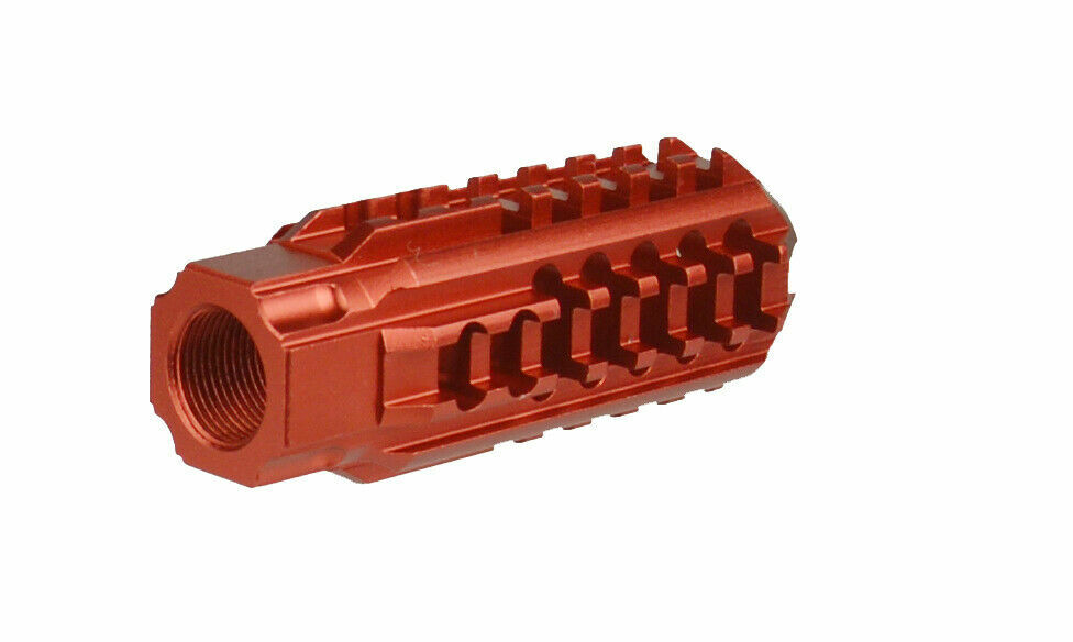 .22LR/5.56/223 Red Compact Skeleton Muzzle Brake 1/2x28 Thread