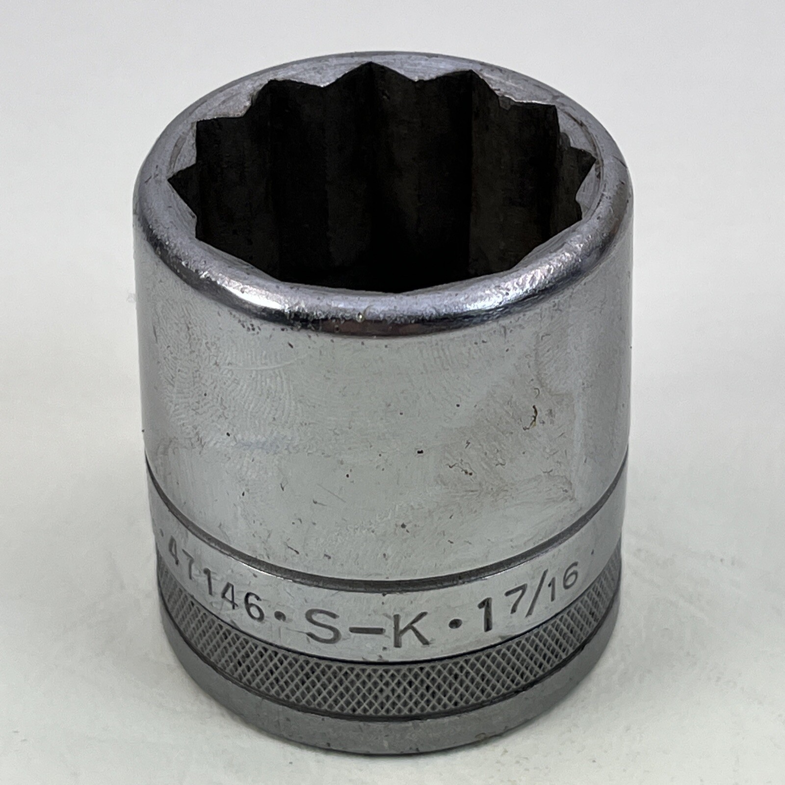 SK Tools 17/16in 3/4" Drive 12 Point Socket Knurled 47146 USA SK Tool