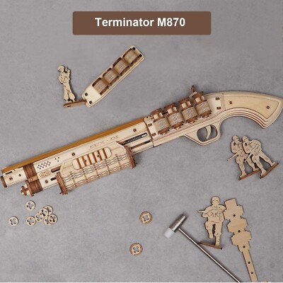 トイガンセット引退セット ROKR Shotgun Terminator M870 Wooden Toy Gun 3D Mechanical Model