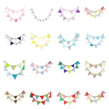 Bunte Wimpel Girlande Baumwolle Wimpelkette Doppelseitig Farbenfroh Dekoration