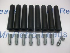 BLACK IGNITION SPARK PLUG RUBBER BOOTS & TRMINALS X 8 FULL SET V8 ENGINE KIT