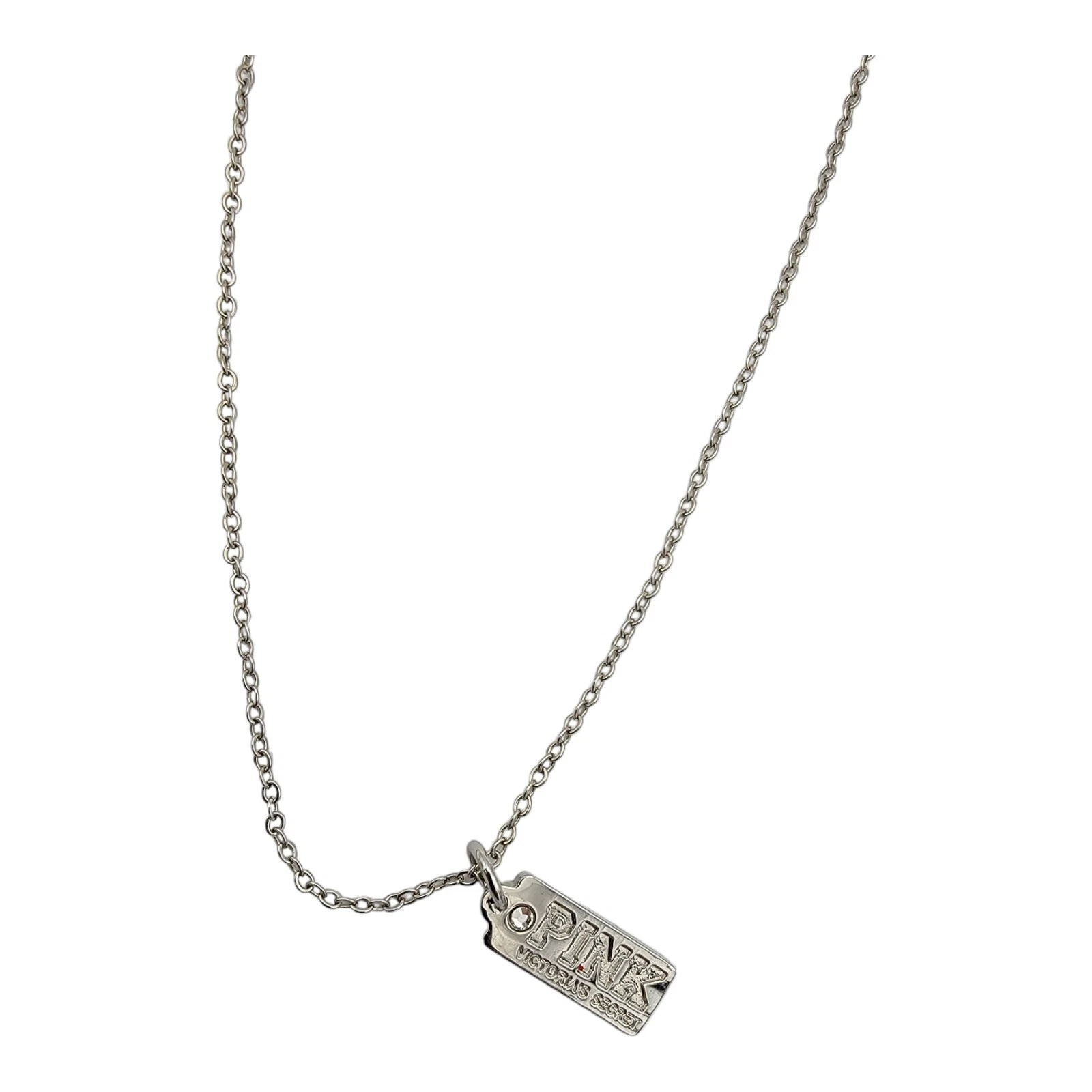 UNDERCOVER Collana Bling Moda 28" Acciaio Inox Victoria's Secret ROSA Mini Etichetta Cane