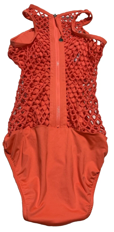 Traje de baño SeaFolly de una pieza traje de baño talla 8 naranja cremallera trasera malla nuevo con etiquetas Foto 3 de 4