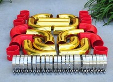 12 Pcs 3 Universal Gold Intercooler Piping Red Silicone Coupler Clamp Kit 12 Pcs 3 Universal Gold Intercooler Piping Red Silicone Coupler Clamp Kit