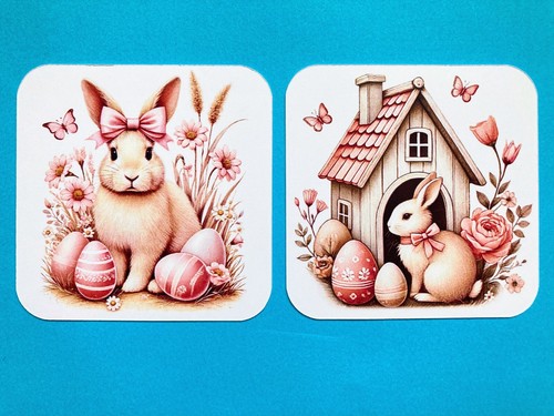 DUSTY PINK EASTER - 6 x Die Cut Sets Toppers Card Making Rabbit Chick Eggs Bunny - Picture 3 of 4