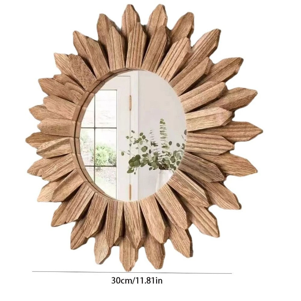 Wooden Vanity Mirror Rustic Wall Mirror Farmhouse Decorative Mirror  Bedroom - Image 2 of 4