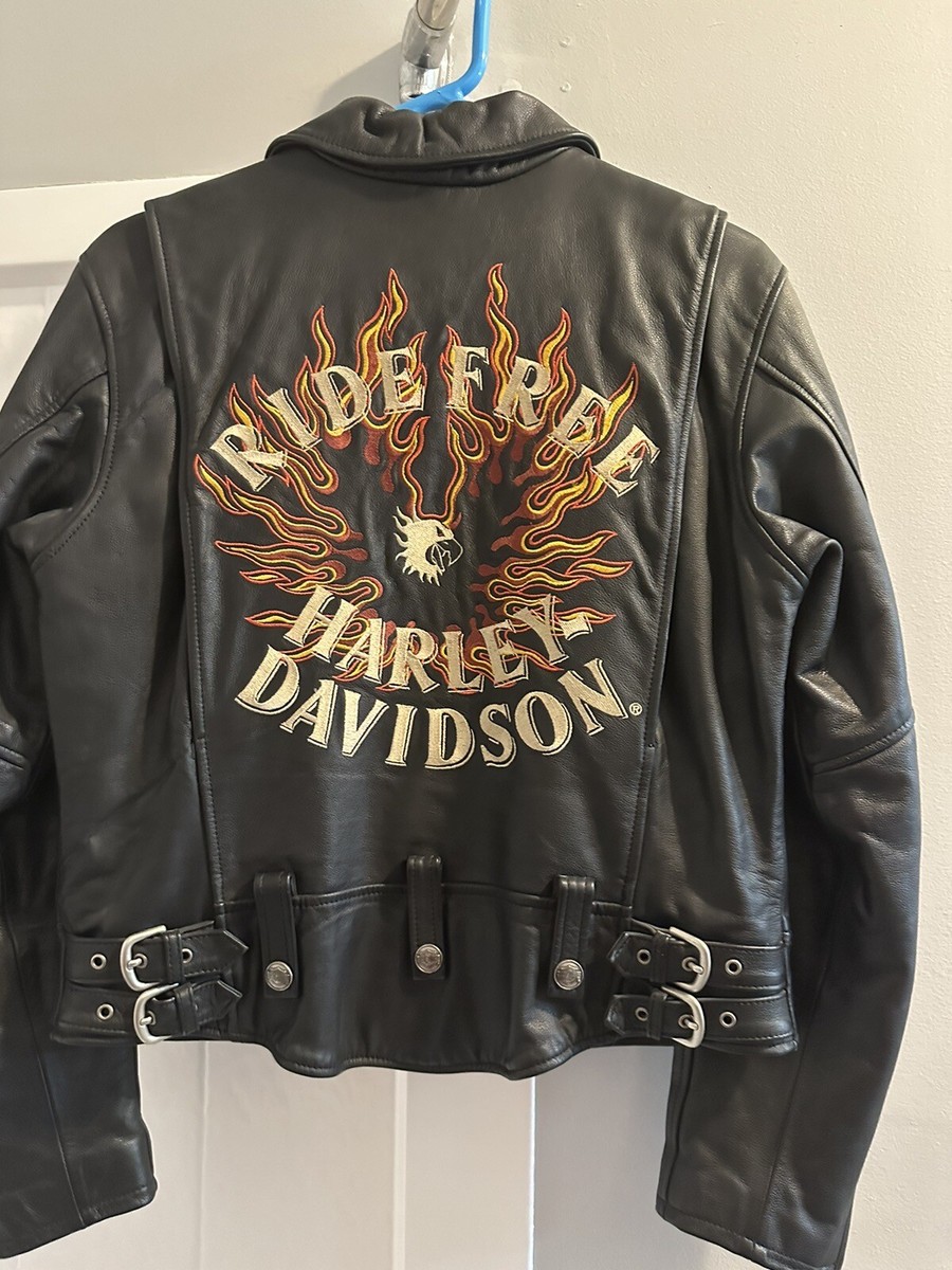 HARLEY-DAVIDSON フレイムスジャケットＭサイズ Women's Harley Davidson Embroidered Flames & Ride Free