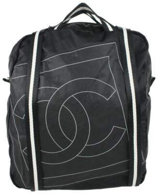 Chanel Black CC Logo Sports Lin Backpack Convertible Tote