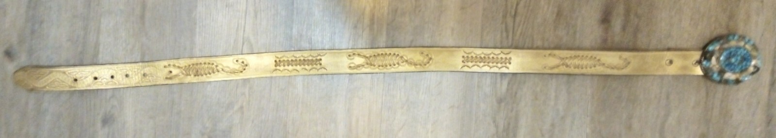 Natural stone buckle leather belt, 3-foot length for stylish durability-image