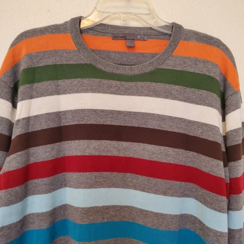 Old Navy Sweater Long Sleeve Mens Size XL Striped Multi Color Cotton 2009 - Picture 2 of 16
