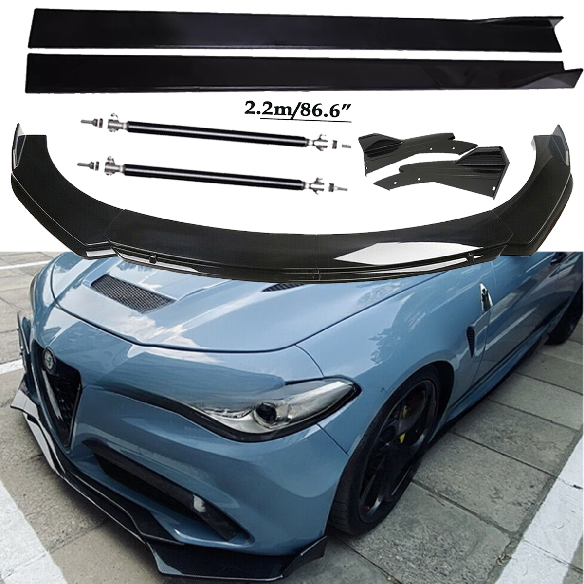 Alfa Romeo Giulia Front Bumper Lip Spoiler Rear Side Skirt Splitter