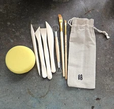 2 Sets Basic Wood Clay Working Tools In Bag From Sculpd NEW!