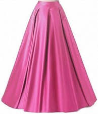 Diydress Women's Long Fashion High Waist A-Line Satin Skirts