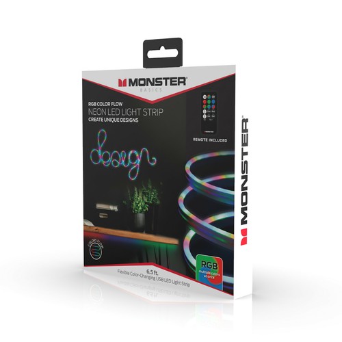 Monster USB LED Light Strip with USB Plug-in and Remote, Neon Flow Multi-Color - 第 1/7 張圖片