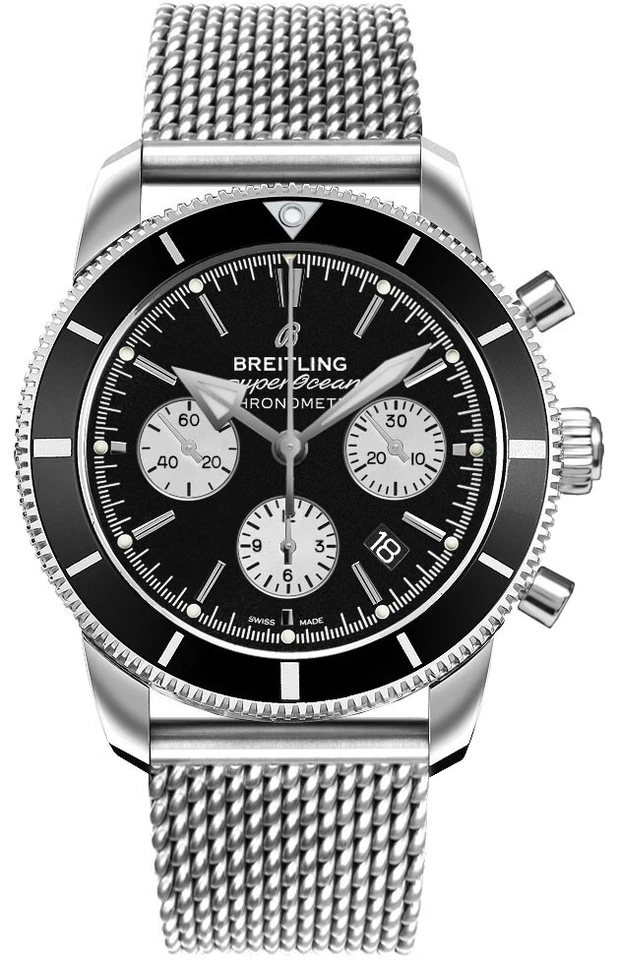Reloj para hombre Breitling Superocean Heritage II AB0162 esfera negra plateada 44 mm