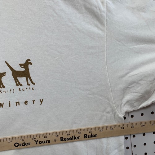 Vintage 90s Single Stitch Dog Shirt White Adult XL WOOF WINERY Short Sleeve - Picture 13 of 16