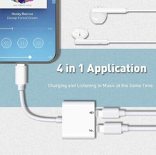 3 Pack 2 in 1 Dual Adapter Headphone  Charger iPhone 8 PLUS X XS XR 11 12 13