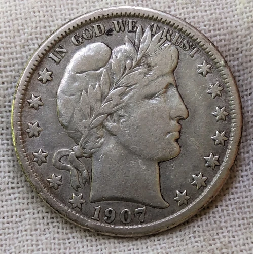 1907 O Barber Half Dollar Fine/VF; Full 'LIBERTY', Low Mintage (Only 4,00O Left)