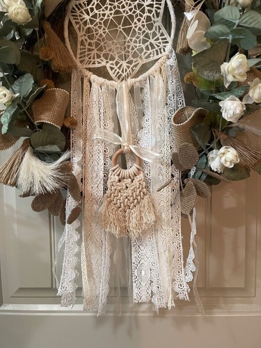 Taylormadecustombows oval Bohemium Dream Catcher grapevine wreath 32x21x8" - Picture 10 of 11