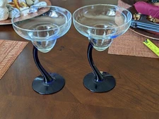 Libbey Set of 2 Swerve Cobalt Blue Margarita Cocktail Stemware Glasses Barware