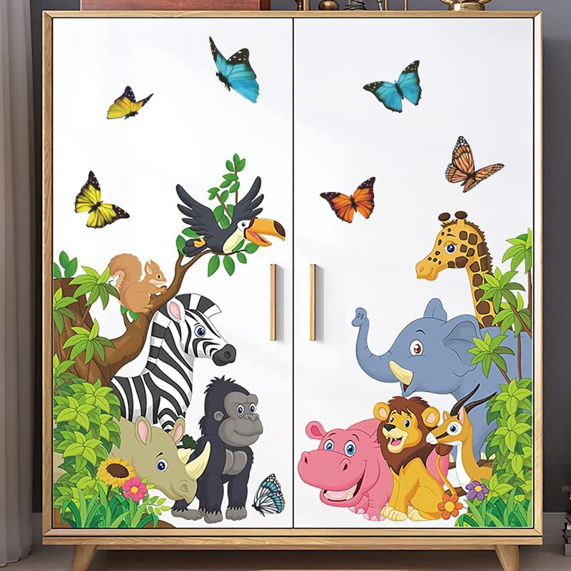 Large Jungle Animal Wall Sticker Forests Animal Wall Decals Kids