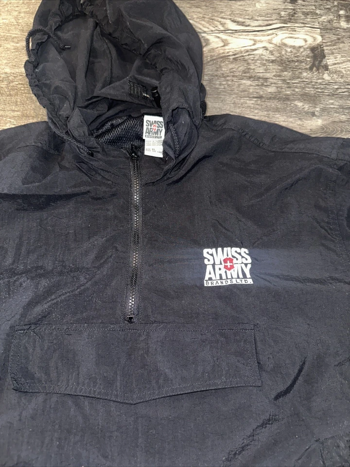 Cortavientos vintage Swiss Army Bands LTD para hombre negro talla XL Foto 3 de 4