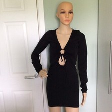Bnwt Urban Outfitters Seamless Tie-Front Bodycon Dress - Black - Small
