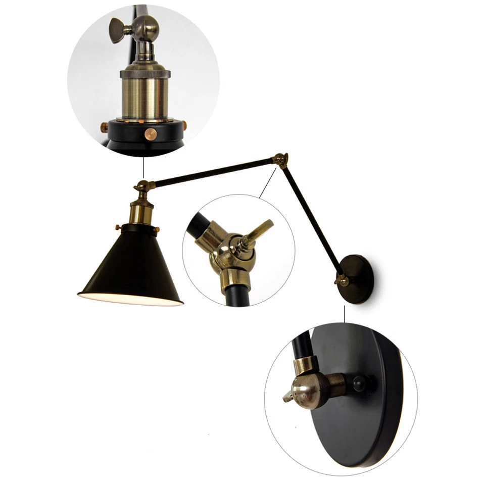 Swing Arm Wall Lights Kitchen Wall Lamp Bedroom Glass Wall Sconce Home Lighting - Image 2 of 4