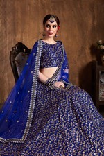 New Indian Royal Blue Silk Zari An Heavy Embroidery Work Lehenga Choli For Women