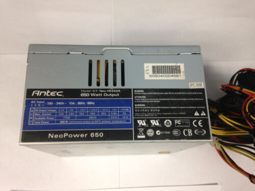 Antec Neo Power HE650R 650 Watt ATX Power Supply 02 TESTED WORKS - Picture 2 of 3