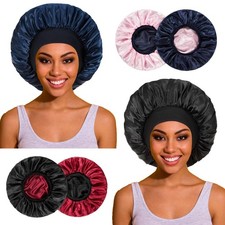 2pcs Satin Silk Hair Bonnets for Sleeping, Double-Sided, Large Adjustable