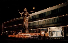 East Boston MA The Madonna by Minerbi Christmas night c1955 vintage postcard