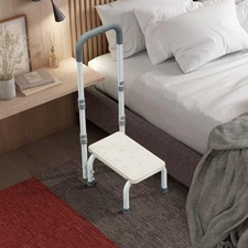 Step Stool with Handles for Elderly-Bed Stools with Adjustable Handrails and ...