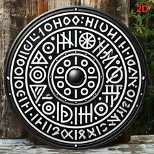 Viking Rune Shield 8x8 Round Aluminum - Norse Mythology Decor