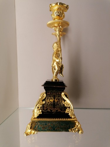 Napoleone III (3) Boulle portacandele coppia putti intarsiati oro RARO - Foto 18 di 24