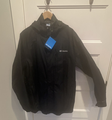 Columbia Omni-Tech Interchange 3-in-1 Black Hooded Jacket Men's Size L Outdoor