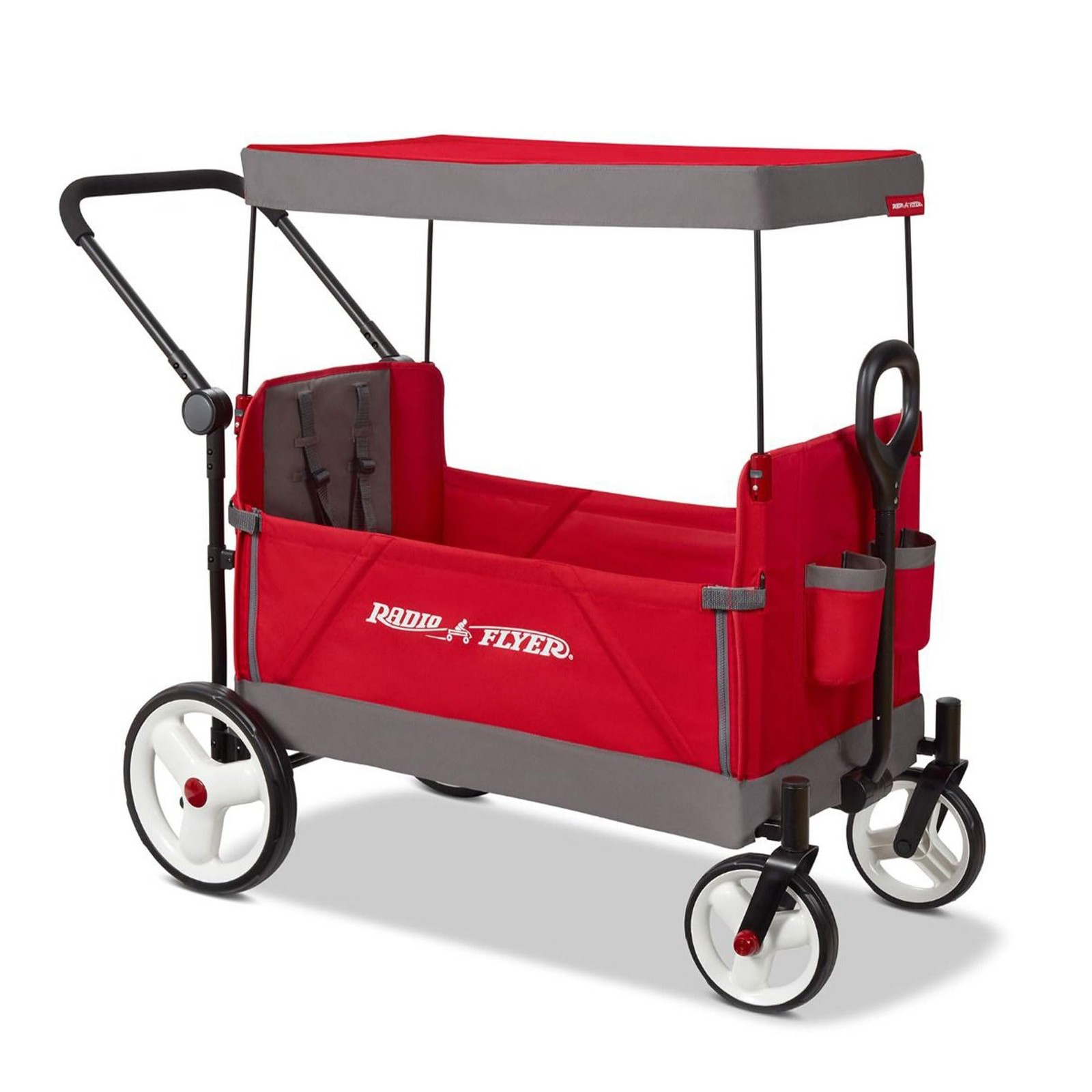 RADIO FLYER CONVERTIBLE STROLL N WAGON WITH PULL & PUSH HAND
