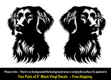 Golden Retriever Dog Graphic Two Pack 5" Black Vinyl Decals Any Flat Surface