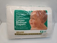 NOS 12 Pack Sears Birdseye Prefolded Diapers 14 " x 20 " 100 Cotton Sealed 