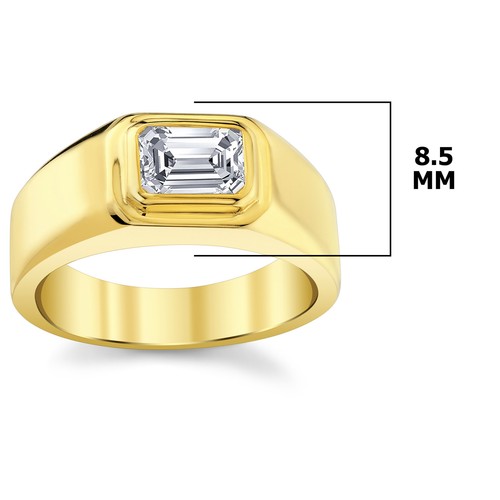 Herren 1Ct. Smaragdschliff Moissanit Solitär Verlobungsring Ehering 18K - Bild 3 von 6