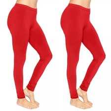 Ladies Cotton Leggings 2 Pk Women Plain Leggings  Full Length Yoga Pants 8-30 UK