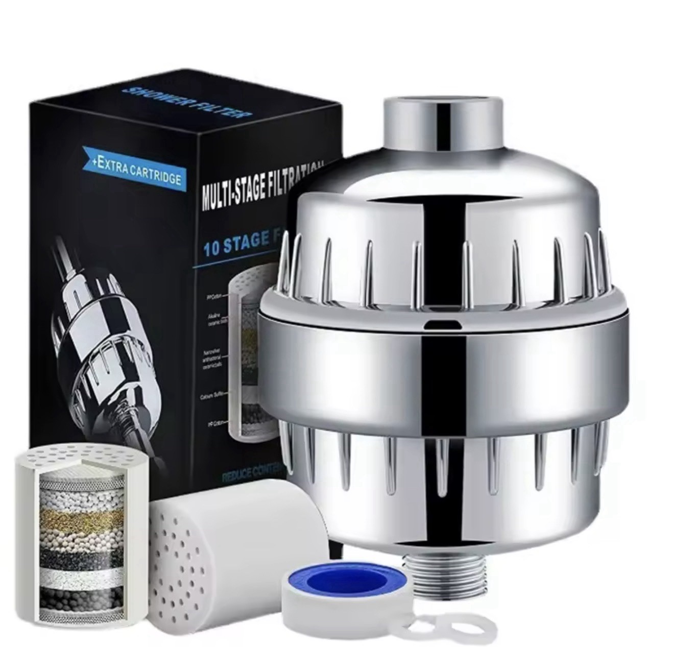 Peau sèche eau dure solution filtre de douche purificateur chromé